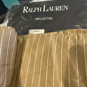 Ralph Lauren 52nd Street Camel Stripe Queen Flat Sheet New Vintage Italy